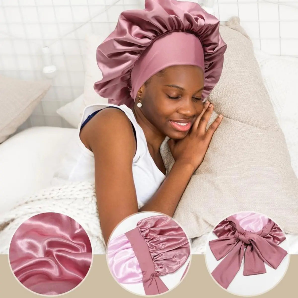 Silk-Like Satin Double-Layer Hair Cap