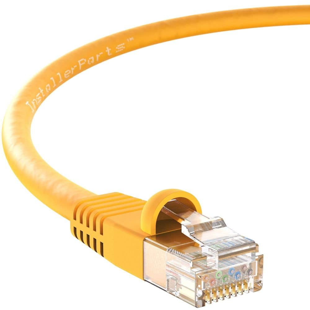 (10 Pack) Ethernet Cable CAT5E Cable UTP Booted 20 FT - Yellow - Professional Series - 1Gigabit/Sec Network/Internet Cable, 350MHZ